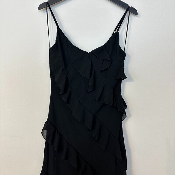 PETAL & PUP Ciao Ruffle Chiffon Gown in Black Size Large - Picture 6 of 14